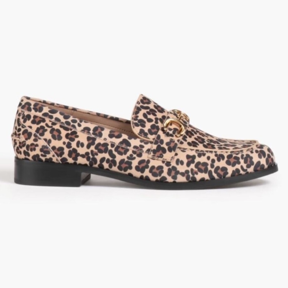NEW Stuart Weitzman Leopard Owen Loafers Gold Buckle, Size 4.5, Suede Cheetah